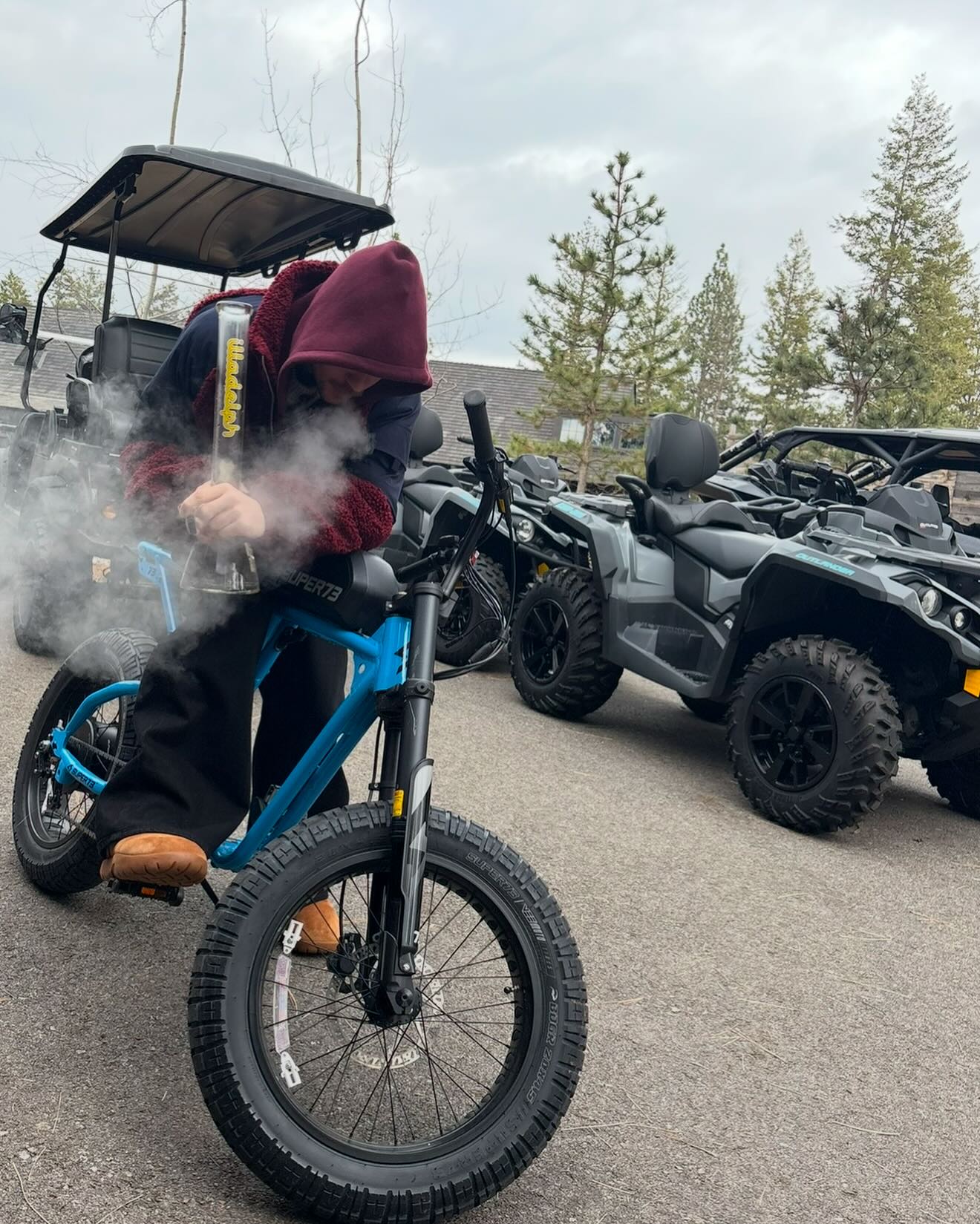 Justin Bieber smoking a bong.