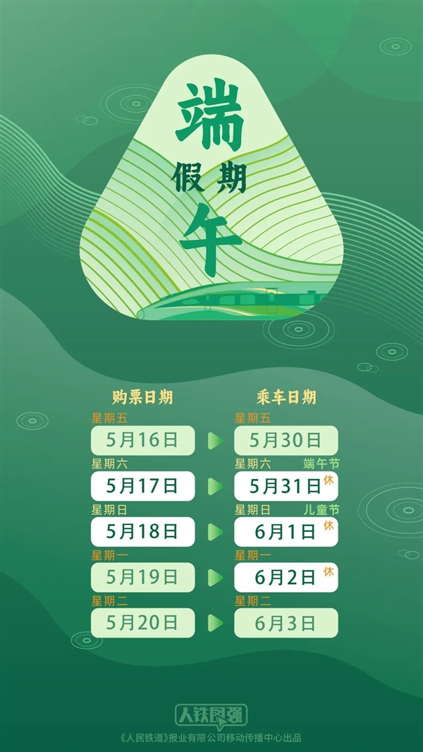 端午假期首日火车票今日开售 高速不免费
